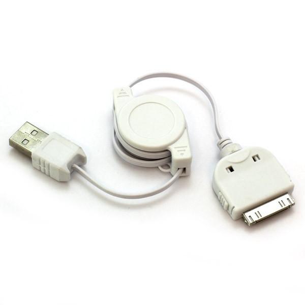 USB Data oplader kabel hvid rollable til iPad 16Gb